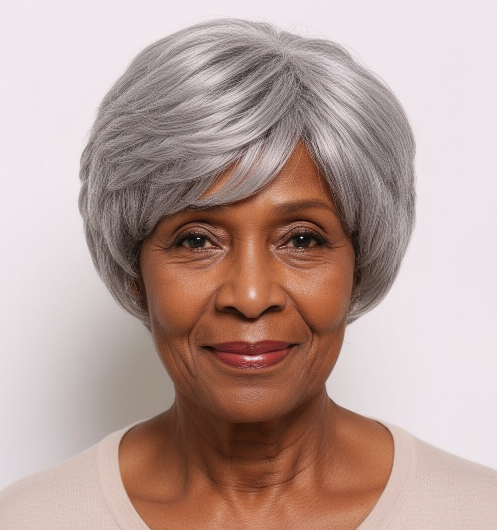 SeniorBella Salt & Pepper Short Bob Wig