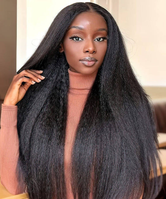13x6 Kinky Straight Human Hair Wig Yaki Straight HD Lace Front Wigs for Black Women