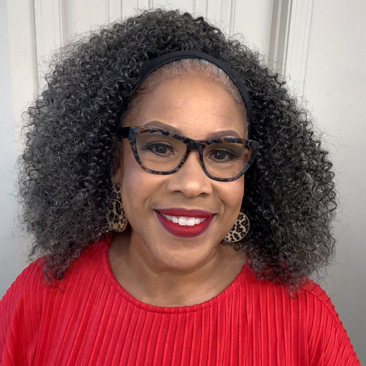 Wear & Go Salt & Pepper Kinky Curly Human Hair Headband Wig For Black Women