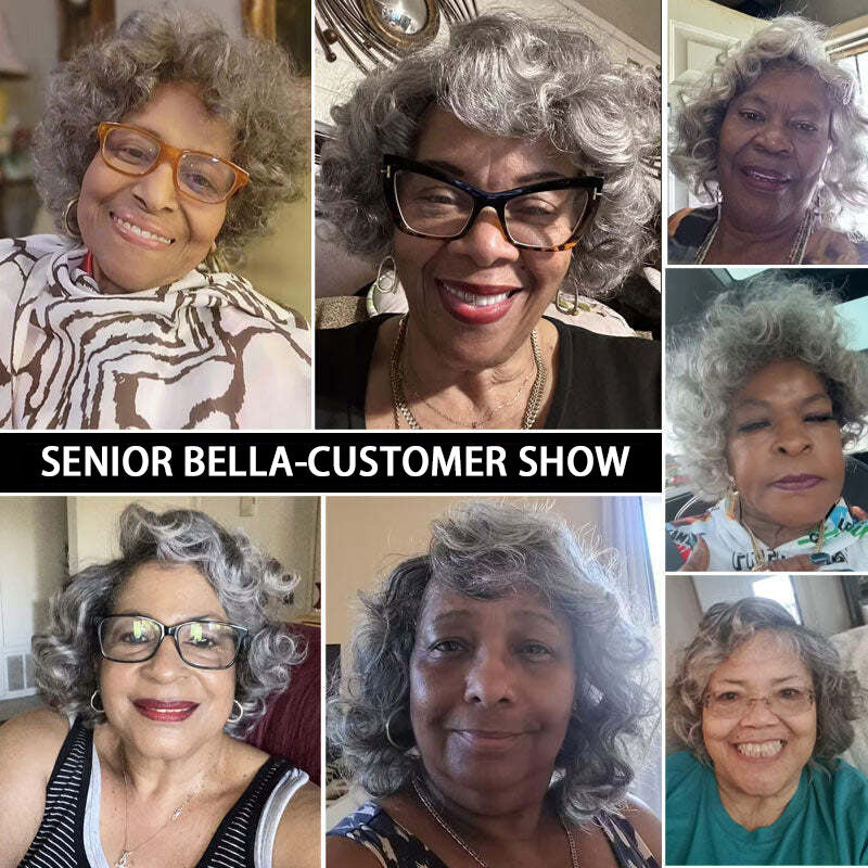 Wear Go Salt And Pepper Wig Glueless Human Hair Loose Curly Bob For Seniors