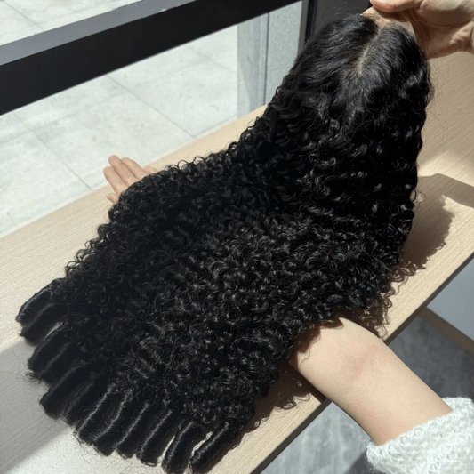 Burmese Curly Lace Frontal Wigs Transparent Human Hair Wigs