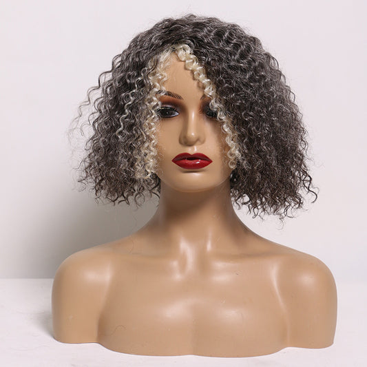 SeniorBella Salt And Pepper Jerry Curly Bob Real Human Hair Wigs