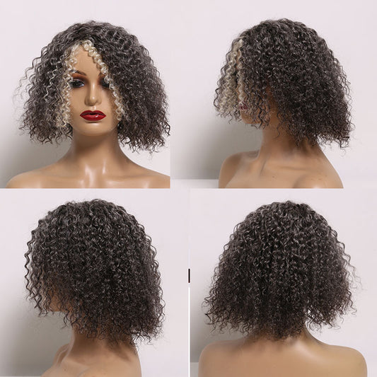 SeniorBella Salt And Pepper Jerry Curly Bob Real Human Hair Wigs