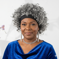 Wear & Go Salt & Pepper Curly Human Hair Headband Wig For Black Women