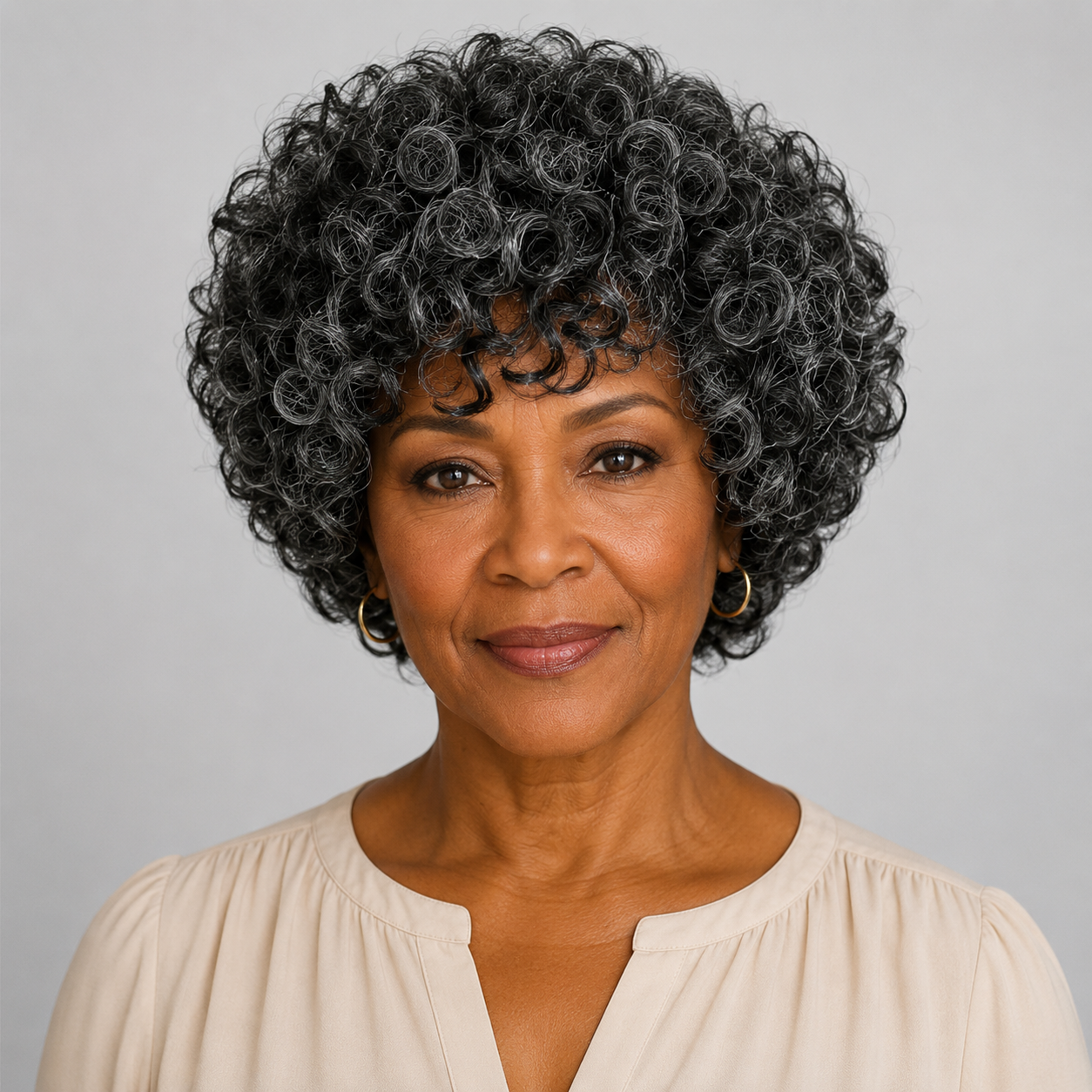 Ready to Wear Glueless Human Hair Wig Salt & Pepper Short Spiral Curly Wig for Women