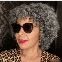 Salt And Pepper Ringlet Curls Wig With Bangs