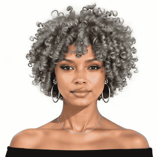 Ready to Wear Glueless Human Hair Wig Salt & Pepper Short Spiral Curly Wig for Women