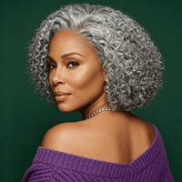 Short Jerry Curly Gray Wig | Real Salt & Pepper Human Hair Glueless Lace Wigs Mature & Stylish