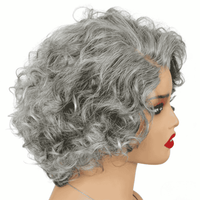 Wear Go Salt And Pepper Wig Glueless Human Hair Loose Curly Bob For Seniors