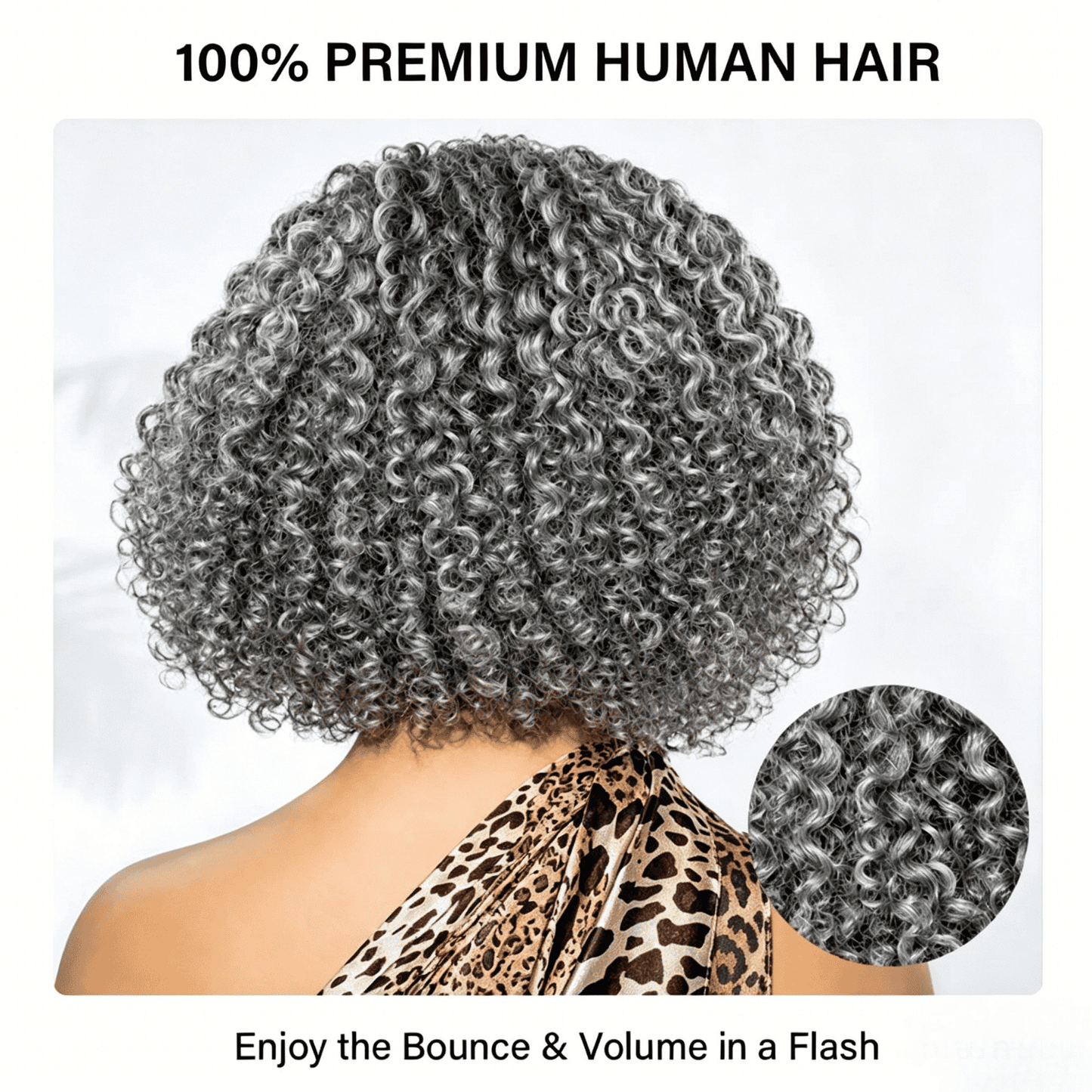 Short Jerry Curly Gray Wig | Real Salt & Pepper Human Hair Glueless Lace Wigs Mature & Stylish