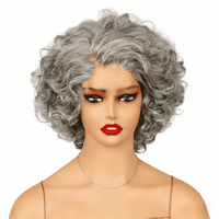 Wear Go Salt And Pepper Wig Glueless Human Hair Loose Curly Bob For Seniors