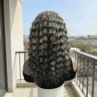 Water Wave Hair Headband Wig Real Human Hair Salt & Pepper Glueless Wigs For Women