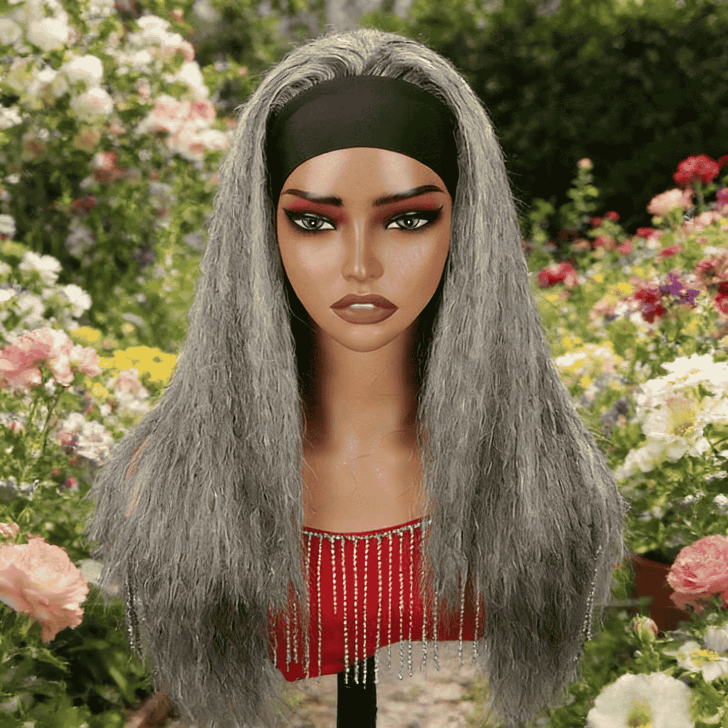 Straight Hair Headband Wig Real Human Hair Salt & Pepper Glueless Wigs For Women