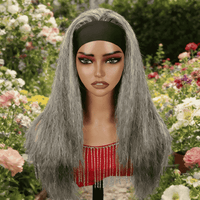 Straight Hair Headband Wig Real Human Hair Salt & Pepper Glueless Wigs For Women