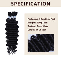 Deep Wave Bulk Hair Extensions for Boho Knotless Braiding