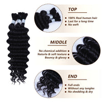 Deep Wave Bulk Hair Extensions for Boho Knotless Braiding