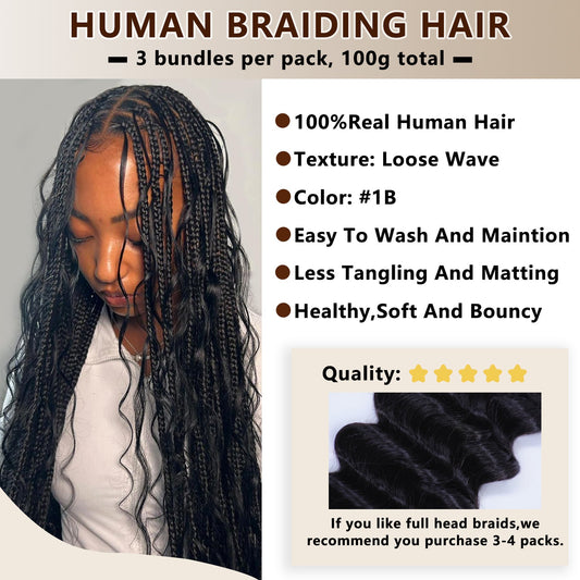 Loose Wave Bulk Hair Extensions for Boho Knotless Braiding