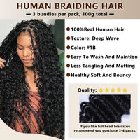 Deep Wave Bulk Hair Extensions for Boho Knotless Braiding