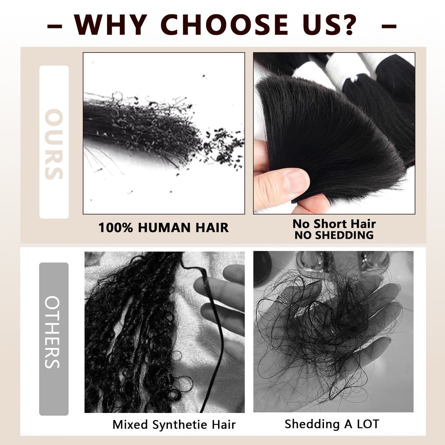 Deep Wave Bulk Hair Extensions for Boho Knotless Braiding