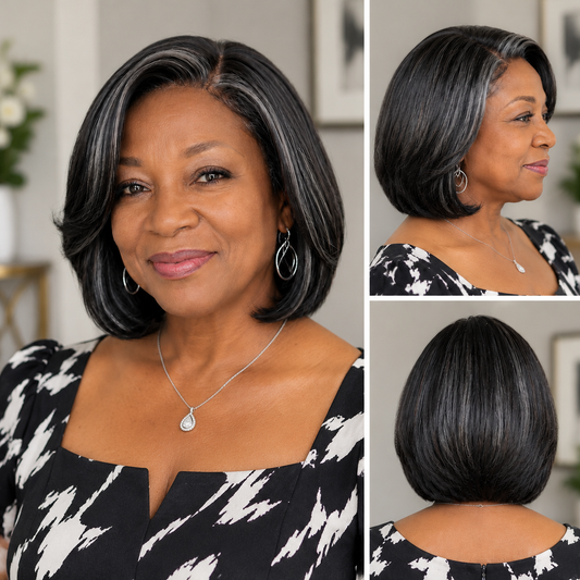 Salt and Pepper 5x5 Lace Bob Human Hair Wig