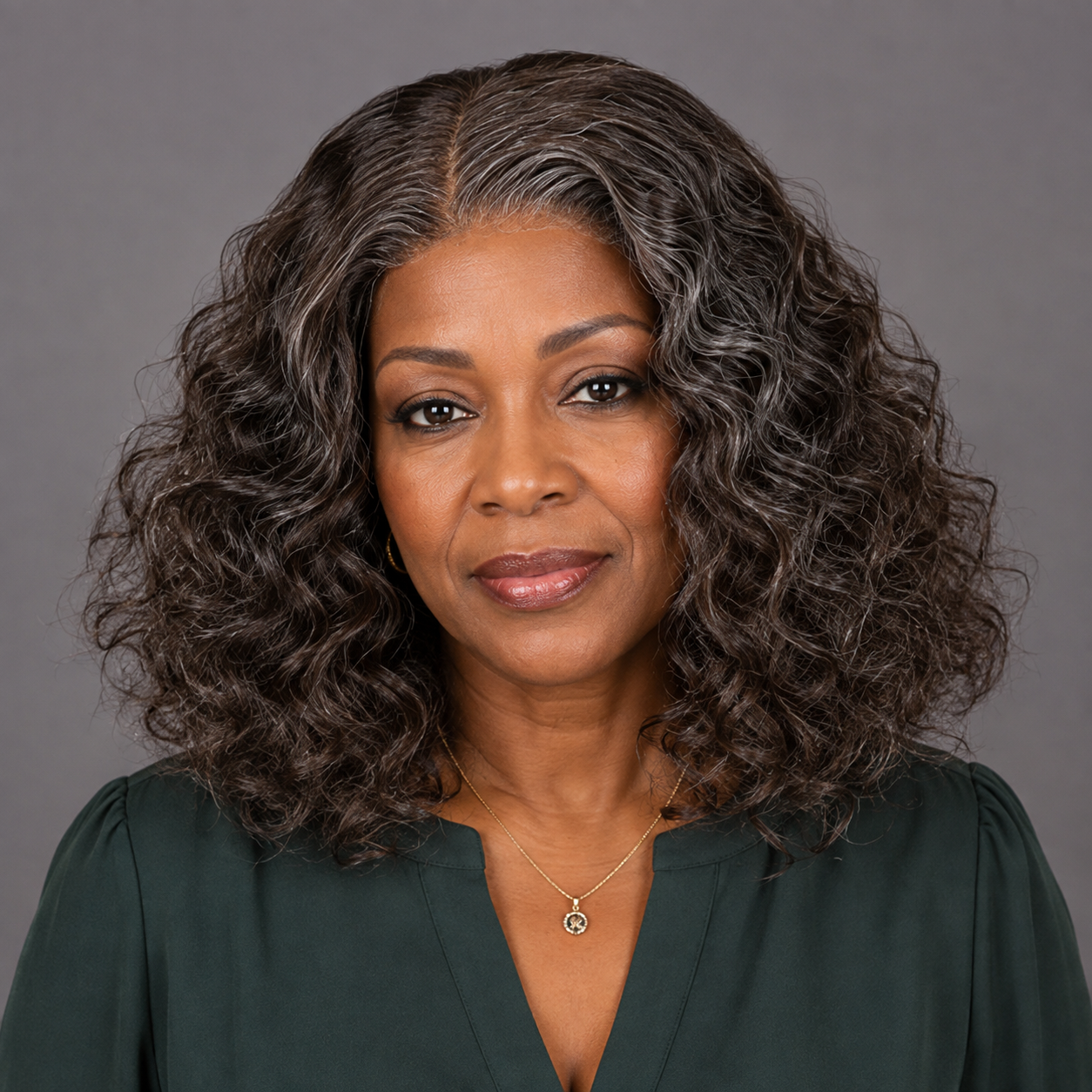 5x5 Lace Dark Brown Salt & Pepper Curly Human Hair Water Wave Wig For Black Women | Real Human Hair Wig