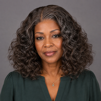 5x5 Lace Dark Brown Salt & Pepper Curly Human Hair Water Wave Wig For Black Women | Real Human Hair Wig