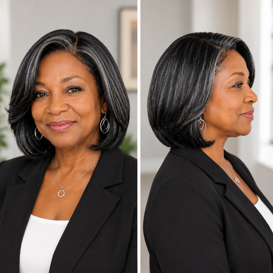 Salt and Pepper 5x5 Lace Bob Human Hair Wig
