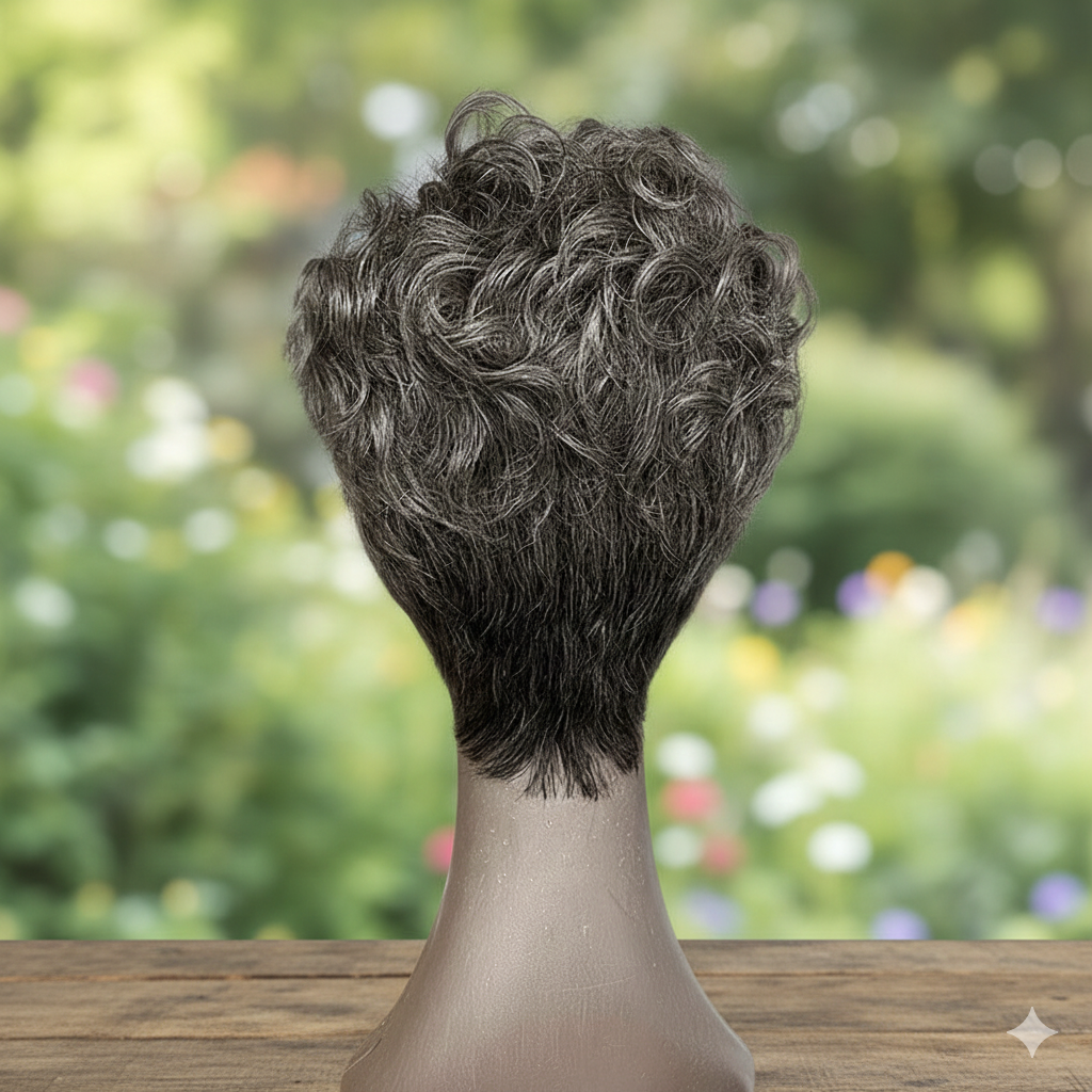 Salt & Pepper Pixie Cut Wig Natural Wave Human Hair Glueless Wigs For Women