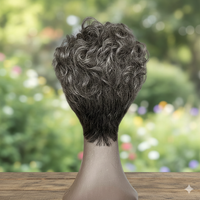 Salt & Pepper Pixie Cut Wig Natural Wave Human Hair Glueless Wigs For Women