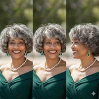 Wear Go Salt And Pepper Wig Glueless Human Hair Loose Curly Bob For Seniors