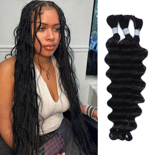 Loose Wave Bulk Hair Extensions for Boho Knotless Braiding