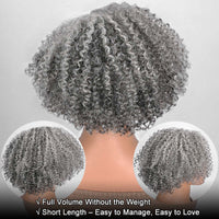 Salt And Pepper Short Jerry Curly Gray Wig Full Machine Made Human Hair Glueless Lace Wigs For Mature & Stylish Women