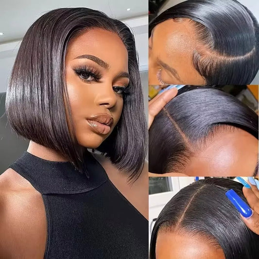 Short Bob Human Hair Wig Straight 13x4 Lace Frontal Wig