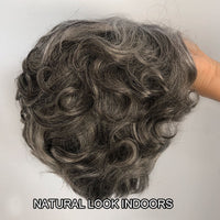 Salt & Pepper Pixie Cut Wig Natural Wave Human Hair Glueless Wigs For Women