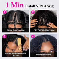 Silver Gray Jerry Curly V-Part Glueless Wigs Real Human Hair Salt and Pepper Short Bob For Women Over 50