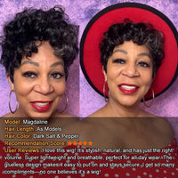 Salt & Pepper Pixie Cut Wig Natural Wave Human Hair Glueless Wigs For Women