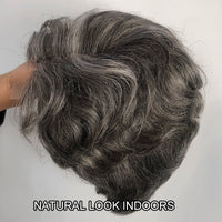 Salt & Pepper Pixie Cut Wig Natural Wave Human Hair Glueless Wigs For Women