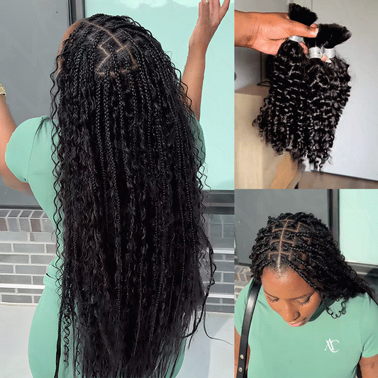 Water Wave Bulk Hair Extensions for Boho Knotless Braiding