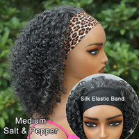 Wear & Go Salt & Pepper Kinky Curly Human Hair Headband Wig For Black Women