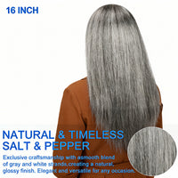 Straight Hair Headband Wig Real Human Hair Salt & Pepper Glueless Wigs For Women