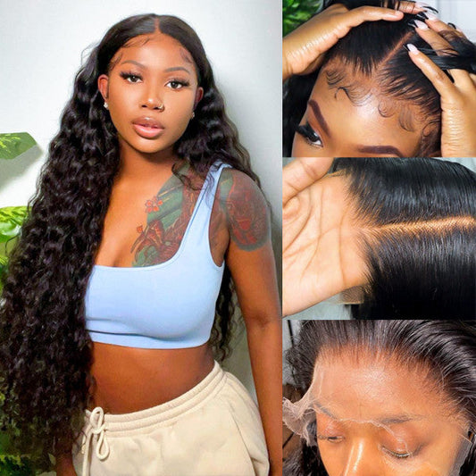 13x4 Lace Frontal Wig Human Hair Deep Wave HD Lace Wig