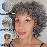 Salt And Pepper Ringlet Curls Wig With Bangs