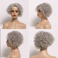 Wear To Go Salt And Pepper Wig For Older Women Loose Curly Bob Siver Gray Human Hair Glueless WigFor Senior