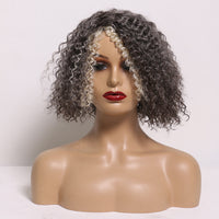 SeniorBella Salt And Pepper Jerry Curly Bob Real Human Hair Wigs