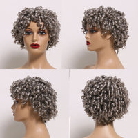 SeniorBella Salt & Pepper Short Bob Spiral Curly Wig