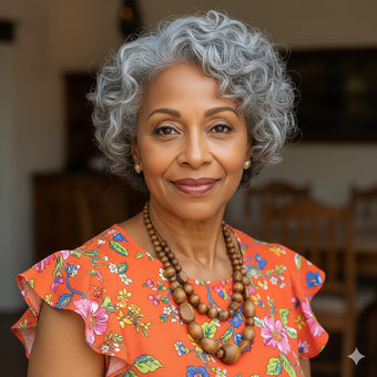 compare product Chic Salt & Pepper Loose Curly Bob Silver Gray Human Hair Glueless Wigs For Elderly Women